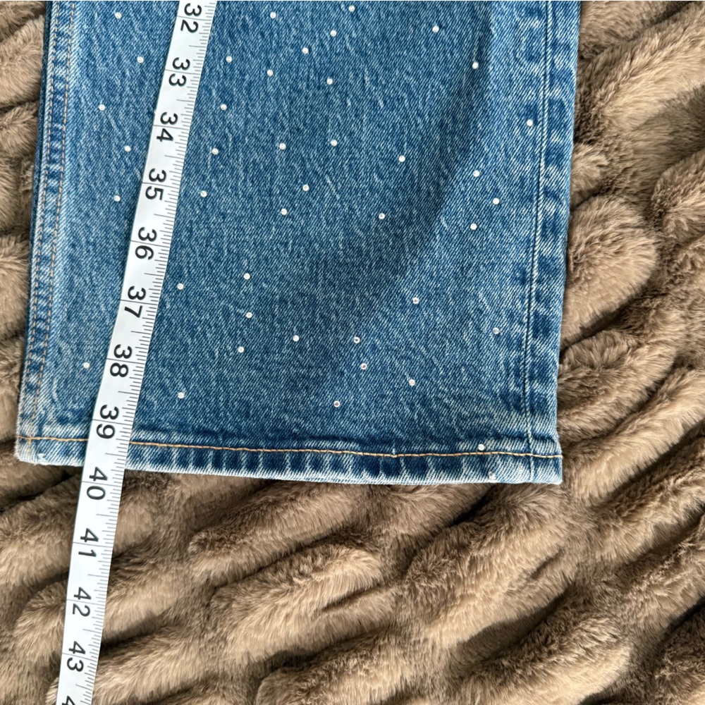 Abercrombie & Fitch Blue Speckled Wide Leg Jeans - Picture 4 of 4